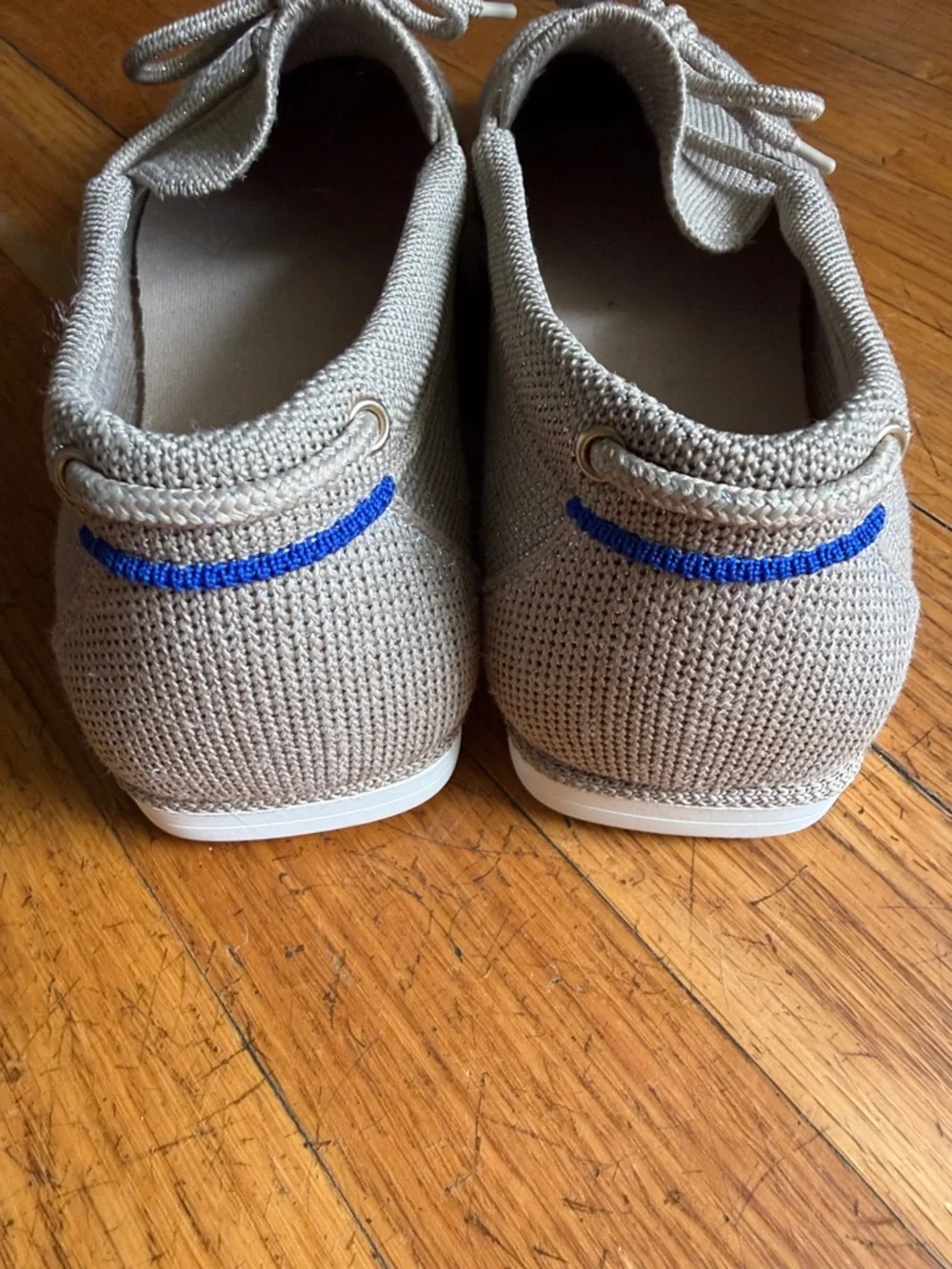 Rothy's The Boat Shoe Knit Loafer Flats in metallic golden silver neutral 8 - Picture 5 of 6